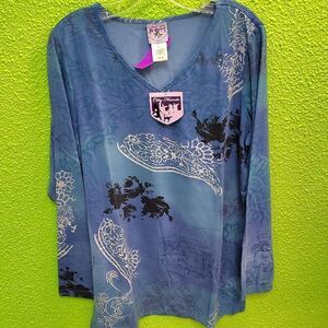 City Streets Blue Top with Purple Tag